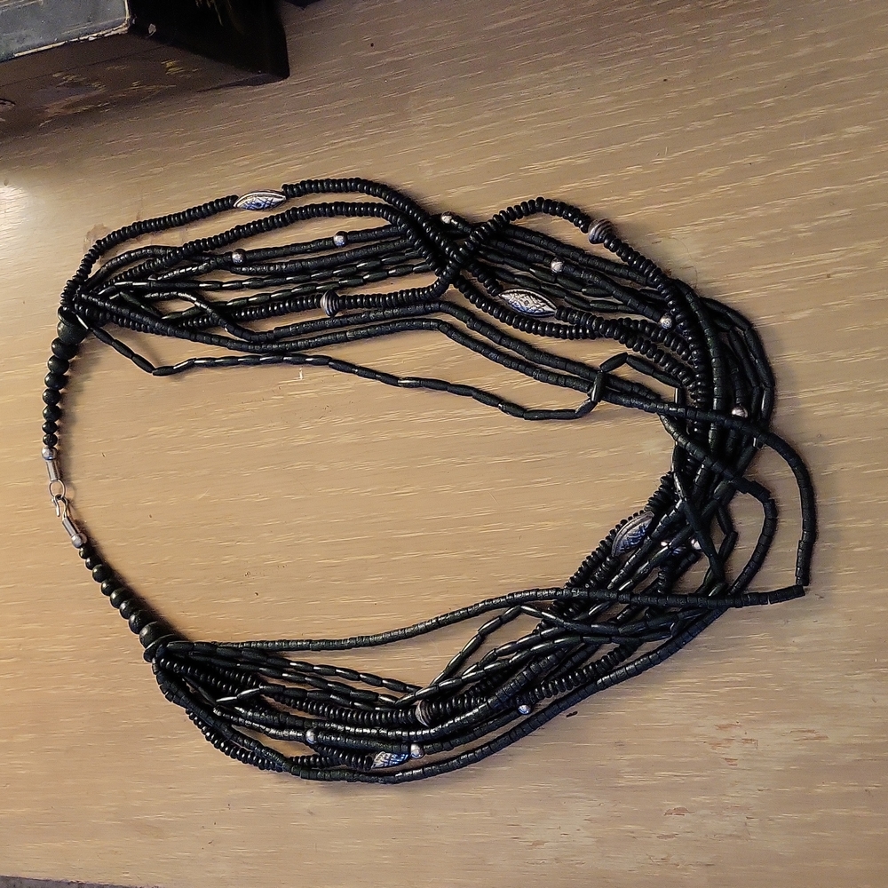 Seed bead and silver necklace